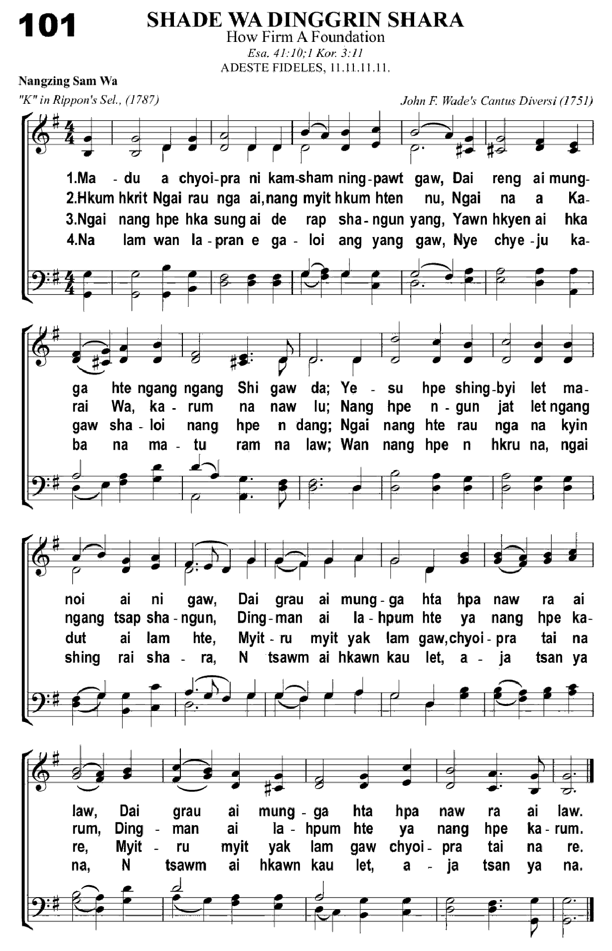 Shakawn Mahkawn #101 — Kachin Hymn #101 musical score and Jinghpaw lyrics
