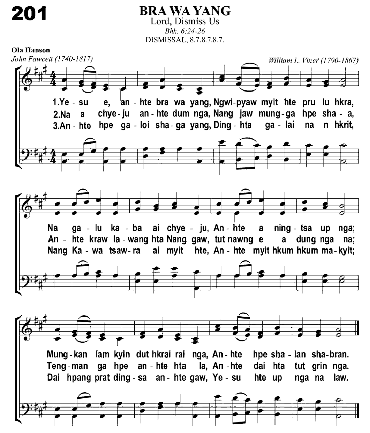 Shakawn Mahkawn #201 — Kachin Hymn #201 musical score and Jinghpaw lyrics
